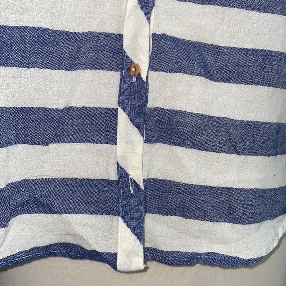 ZARA BASIC striped blue and white v neck button down tank top in sz small - Picture 4 of 9